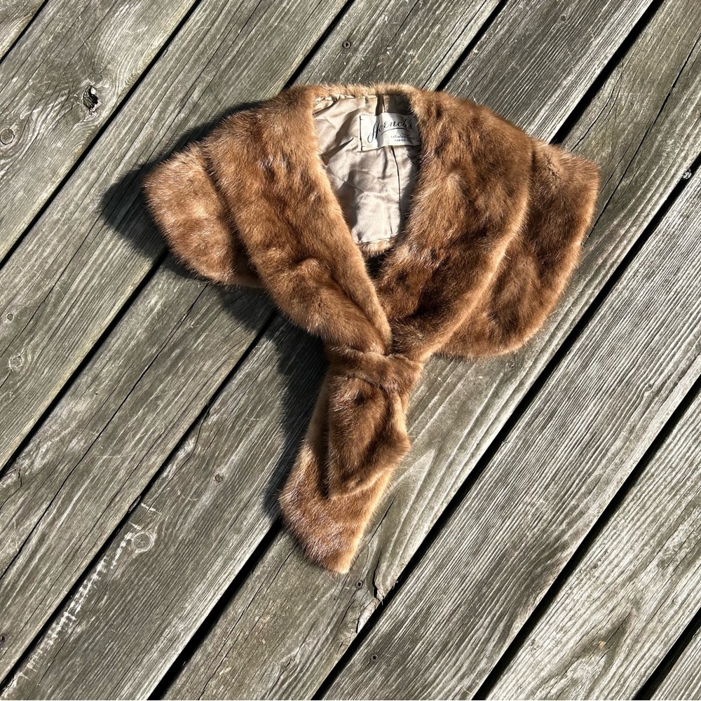 50s 60s Vintage MINK FUR Stole Wrap Fall Winter Wedding Shrug
